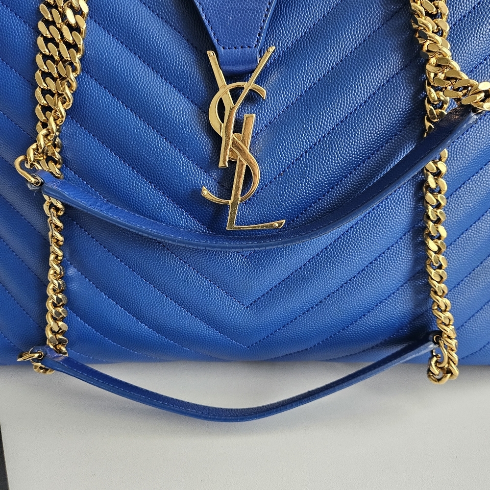 Yves Saint Laurent Blue Quilted Tote - Picture 4 of 15